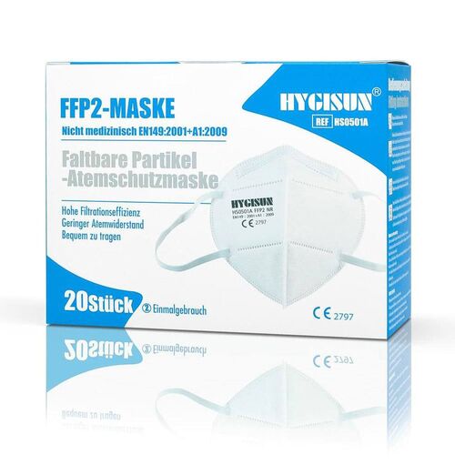 Hygisun Mascarillas de proteccin respiratoria HS0501A FFP2 CE 2797 (20 unidades)