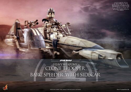 Star Wars The Clone Wars Figura 1/6 Heavy Weapons Clone Trooper & BARC Speeder with Sidecar 30 cm