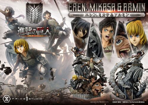 Attack on Titan Ultimate Premium Masterline Estatua Eren, Mikasa, & Armin 72 cm