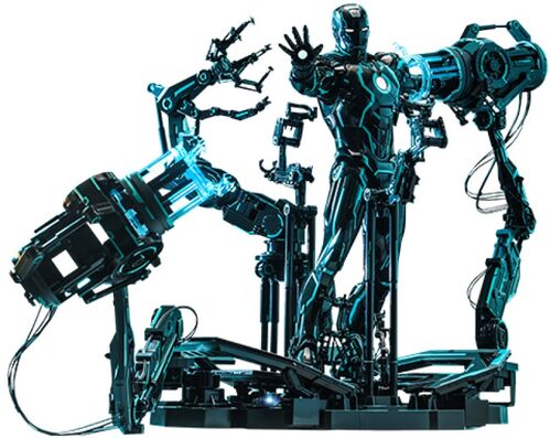 Iron Man 2 Figura 1/6 Neon Tech Iron Man with Suit-Up Gantry 32 cm
