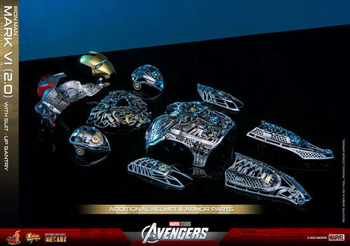 Marvel Los Vengadores Figura Movie Masterpiece Diecast 1/6 Iron Man Mark VI (2.0) with Suit-Up Gantry 32 cm