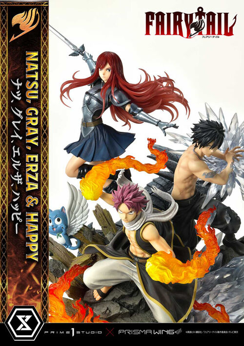 Fairy Tail Estatua PVC 1/6 Natsu, Gray, Erza, Happy Deluxe Bonus Version 57 cm